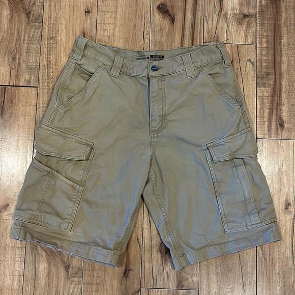 Carhartt Shorts Mens 32 Rugged Flex Relaxed Fit Canvas Cargo Work Wear tan - Picture 3 of 9